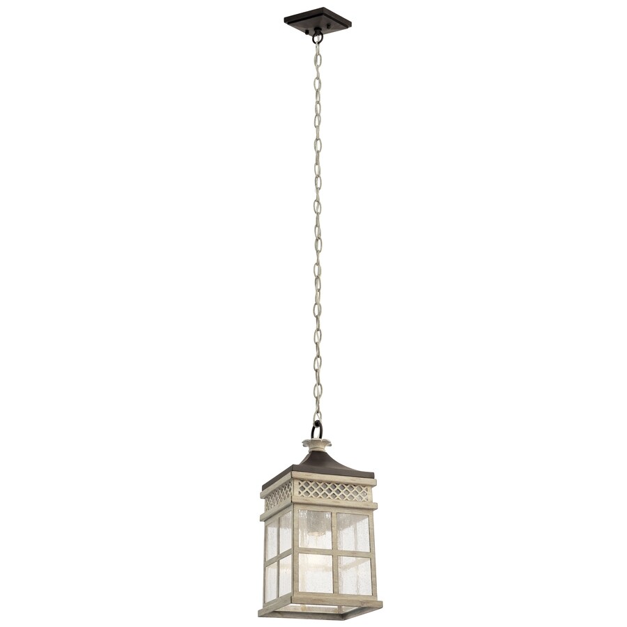 Kichler Distressed Antique White Mini Coastal Seeded Glass Rectangle Pendant Light at