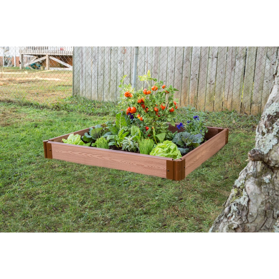 Frame It All 48in W x 48in L x 5.5in H Brown Composite Raised Garden