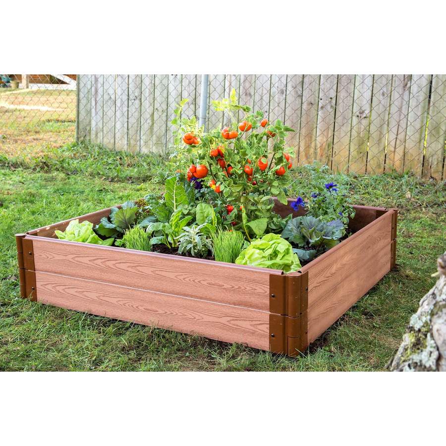 Frame It All 48in W x 48in L x 11in H Brown Composite Raised Garden