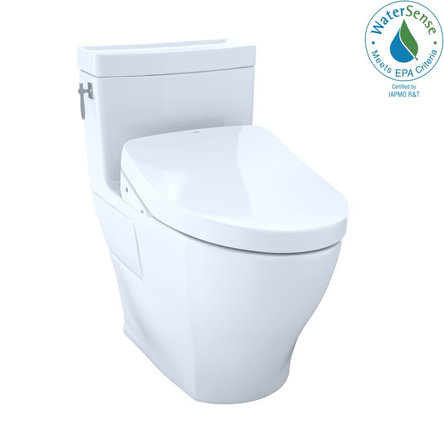 Toto Washlet Aimes Cotton White Watersense Elongated Chair Height Toilet 12 In Rough In Size With Bidet Ada Compliant In The Toilets Department At Lowes Com