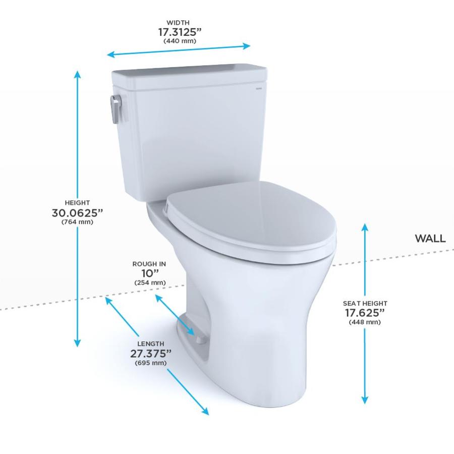 TOTO Drake Cotton White WaterSense Dual Flush Elongated Chair Height 2 ...