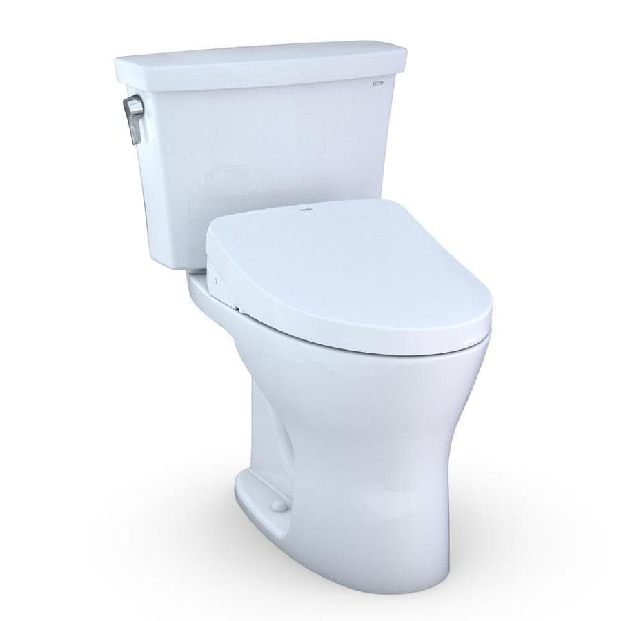 Toto Drake Cotton White Watersense Dual Flush Elongated Standard Height 2 Piece Toilet 12 In Rough In Size With Bidet Ada Compliant In The Toilets Department At Lowes Com