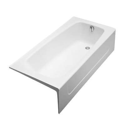 Toto 65 75 In Cotton White Cast Iron Rectangular Right Hand