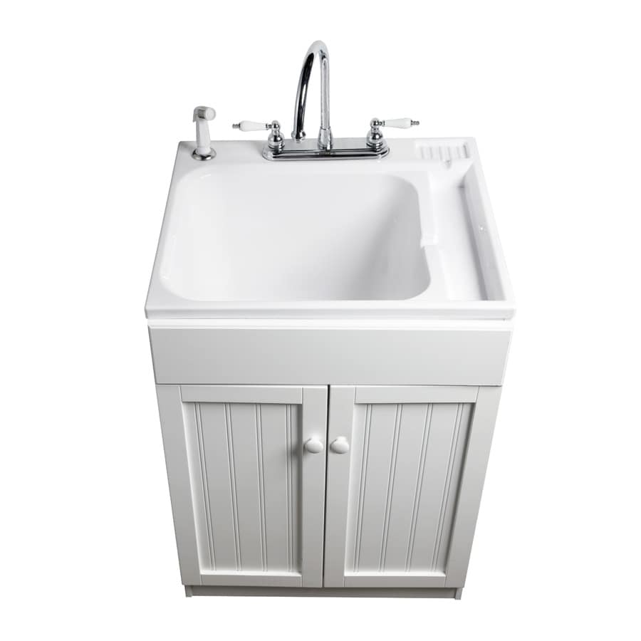 Shop ASB 25in x 22in White Freestanding Composite Laundry Utility Sink with Faucet at Lowes.com