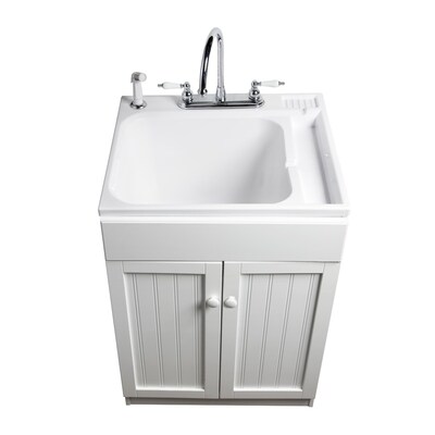 Asb 25 In X 22 In White Freestanding Composite Laundry Utility