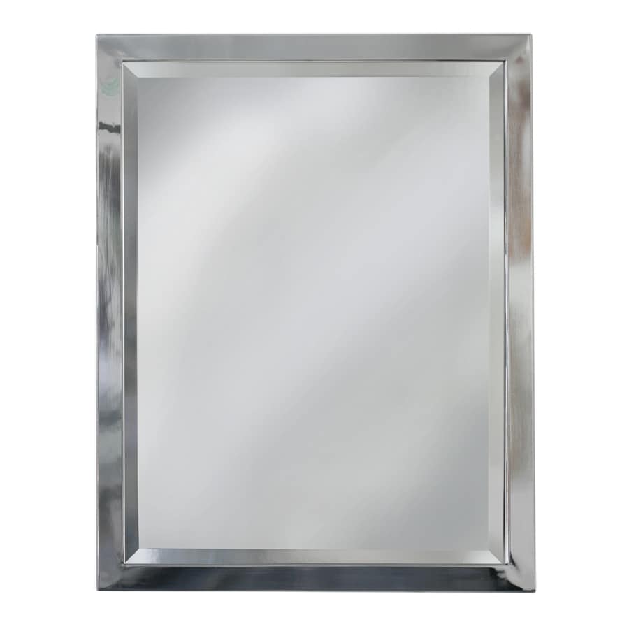 shop allen + roth 24-in chrome rectangular bathroom mirror at lowes