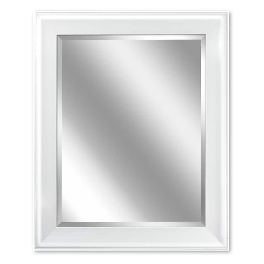 Shop Allen Roth 24 In X 30 In White Rectangular Framed Bathroom focus for White Frame Bathroom Mirror