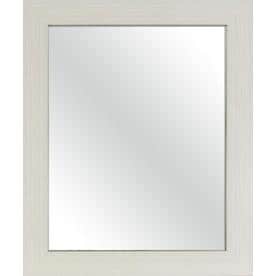 33-in L x 27-in W White Woodgrain Beveled Wall Mirror