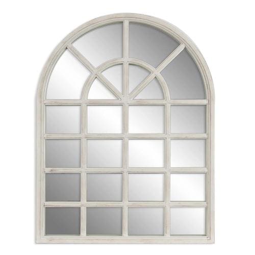 34-in L X 26-in W Arch White Framed Wall Mirror In The Mirrors 