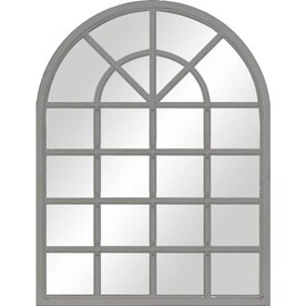 34-in L x 26-in W Arch Grey Framed Wall Mirror