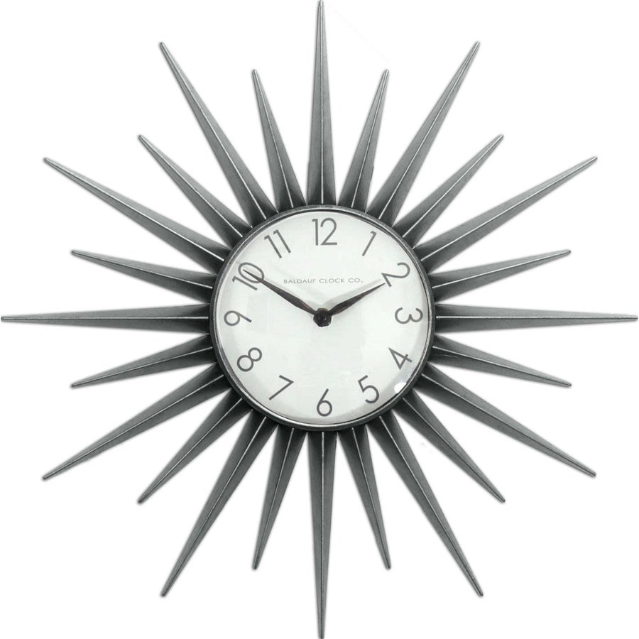 Style Selections 22-in Starburst Clock Silver Clock at Lowes.com