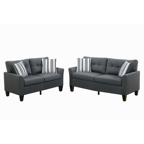 Poundex 2-Piece Dreka Glossy Charcoal Living Room Set in the Living ...