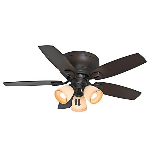 Durant 44 In Satin Bronze Indoor Flush Mount Ceiling Fan With Light Kit 5 Blade