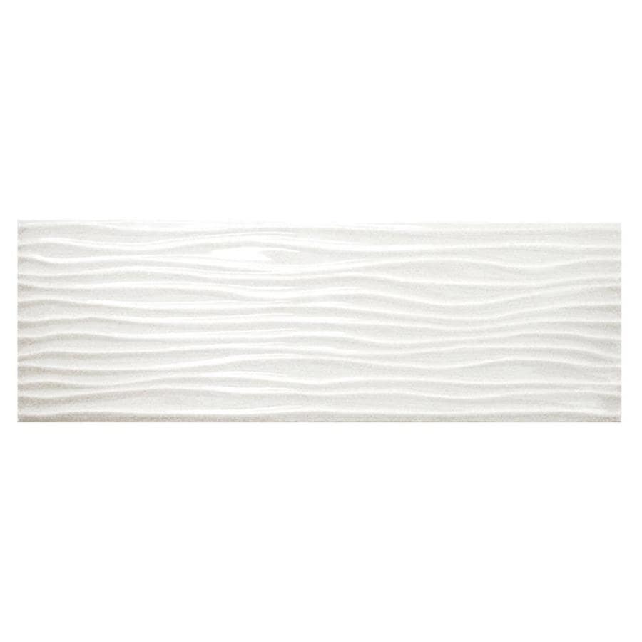 allen + roth Wavecrest White Gloss Ceramic Wall Tile (Common: 4-in x 12-in; Actual: 4.25-in x 12.75-in)