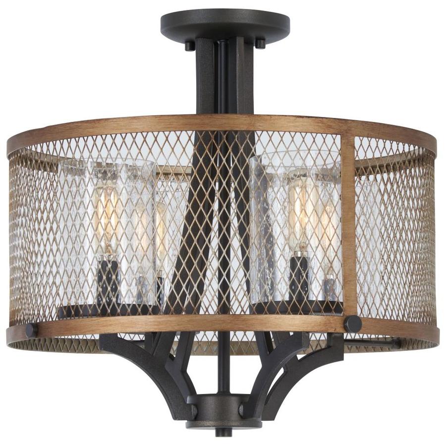 Minka Lavery 4698-107 Marsden Commons 16-in Smoked Iron with Aged Gold Transitional Incandescent Semi-Flush Mount Light