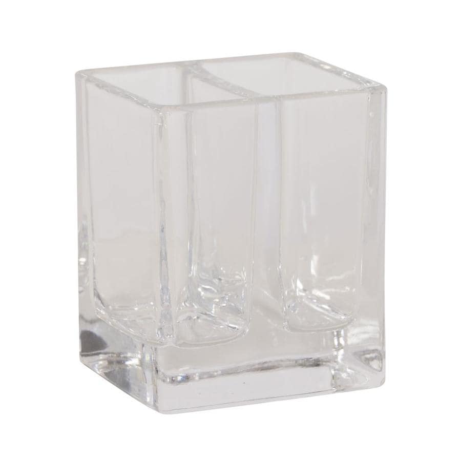 Giagni Rippled Glass Clear Glass Toothbrush Holder at