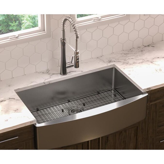 Giagni Farmhouse Apron Front 36-in x 22-in Stainless Steel Single Bowl Kitchen Sink 36 X 22 Stainless Steel