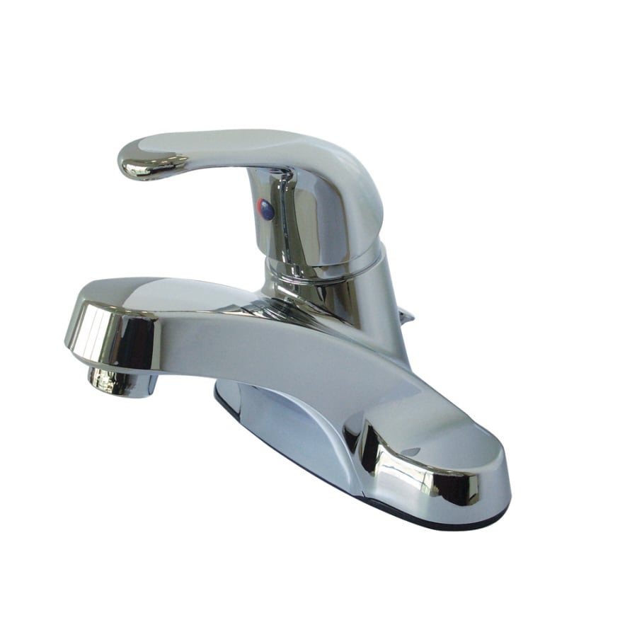 AquaSource Polished Chrome 1Handle 4in Centerset WaterSense Bathroom Faucet (Drain Included