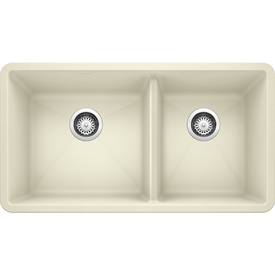 BLANCO Precis 33in x 18in Biscuit (Offwhite) DoubleBasin Undermount