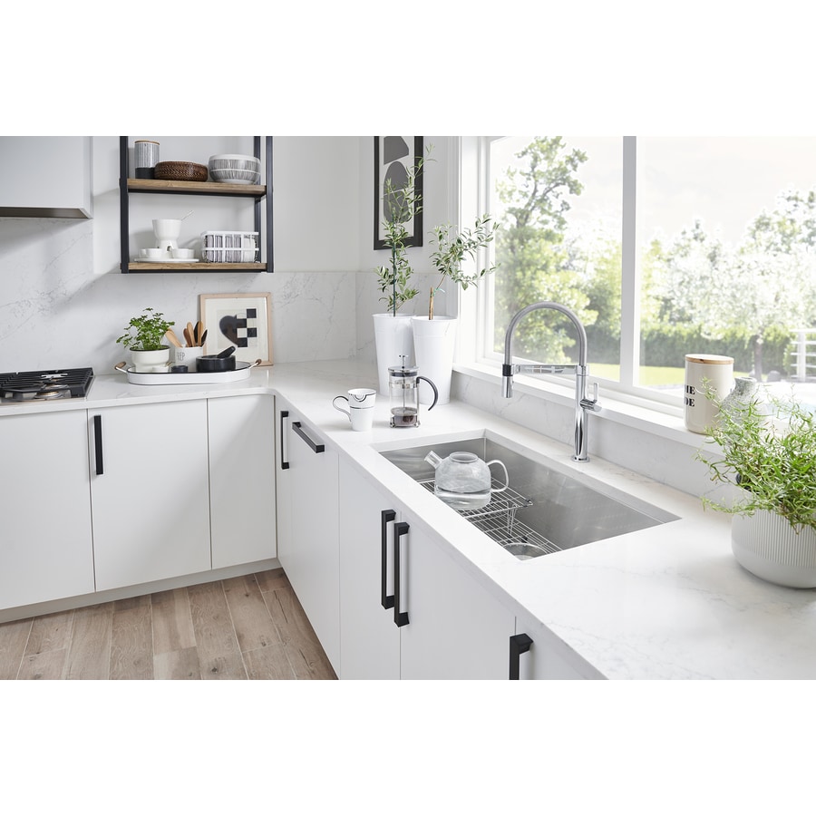Shop BLANCO Quatrus 18-in x 32-in Satin 1 Stainless Steel Undermount ...