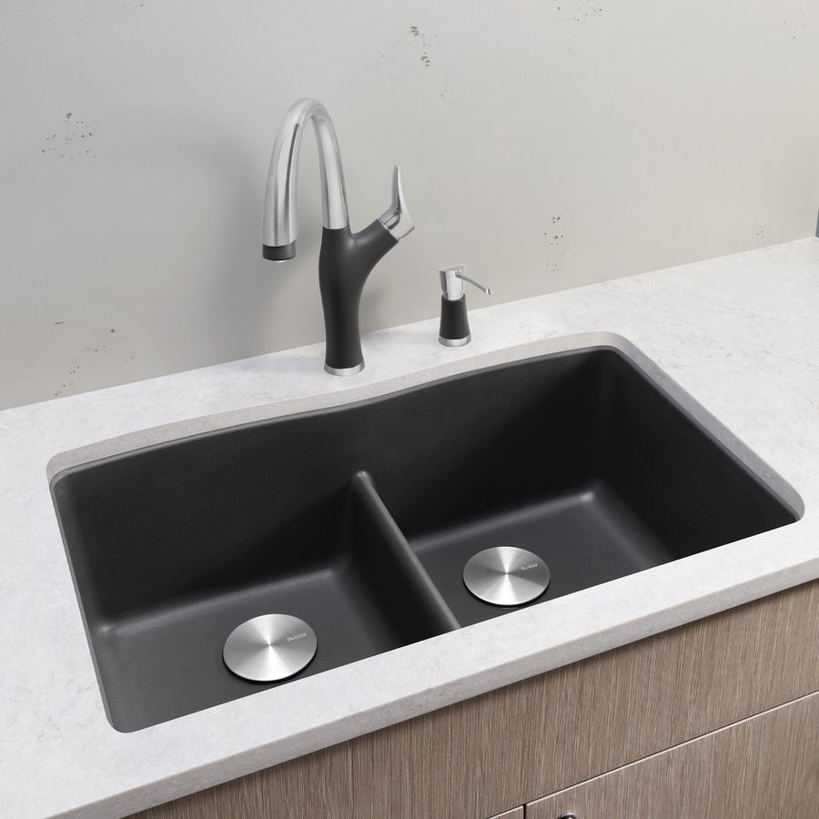 Blanco Diamond 32 In X 19 25 Cinder Gray Double Basin