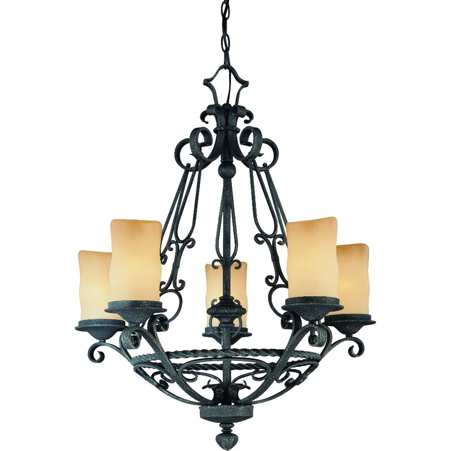 Shop Tabor 27in 5Light Antique Iron Tinted Glass Candle Chandelier at