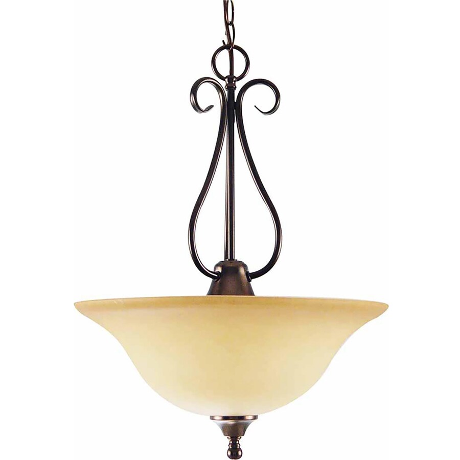 Volume International Minster Antique Bronze Single Traditional Tinted Glass Bowl Pendant Light