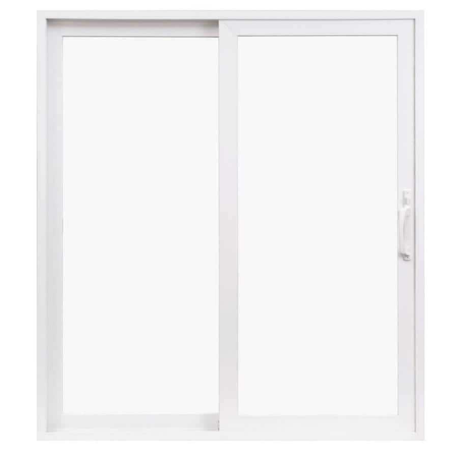 Pella 350 Series Clear Glass White Vinyl LeftHand Sliding Double Door Sliding Patio Door