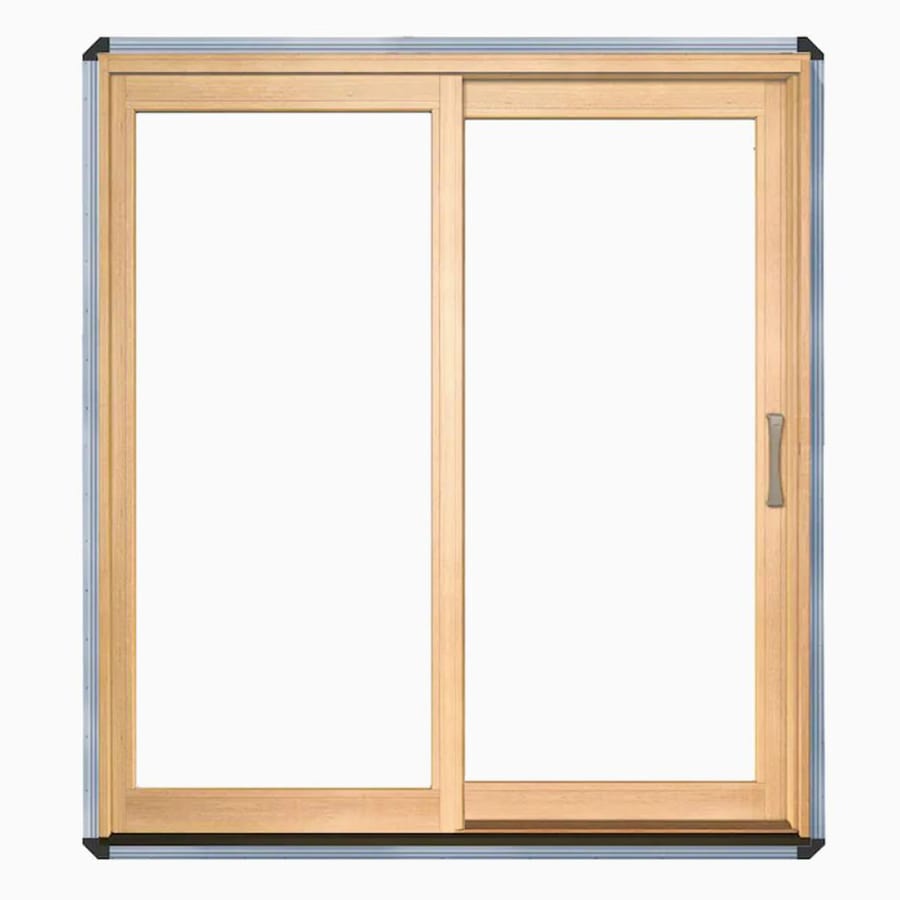 Pella Lifestyle Clear Glass Wood Left Hand Sliding Double Door