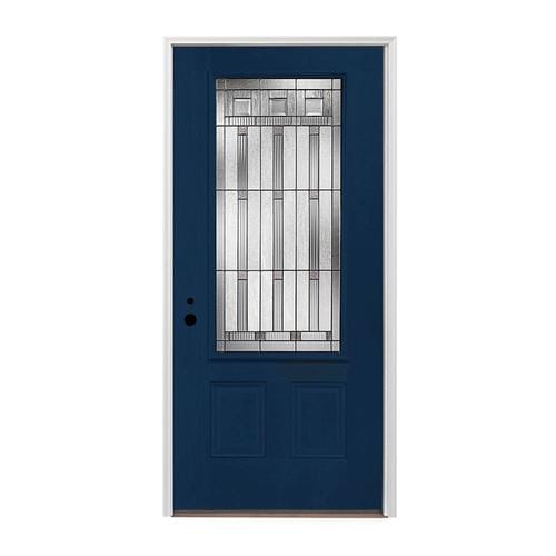 Pella 3/4 Lite Decorative Glass Right-Hand Inswing Prefinished Naval ...