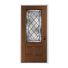 Pella Entry Doors At Lowes Pella Left Hand Inswing Dark Mahogany Stained Fibergl Entry Door With Insulating Core Common