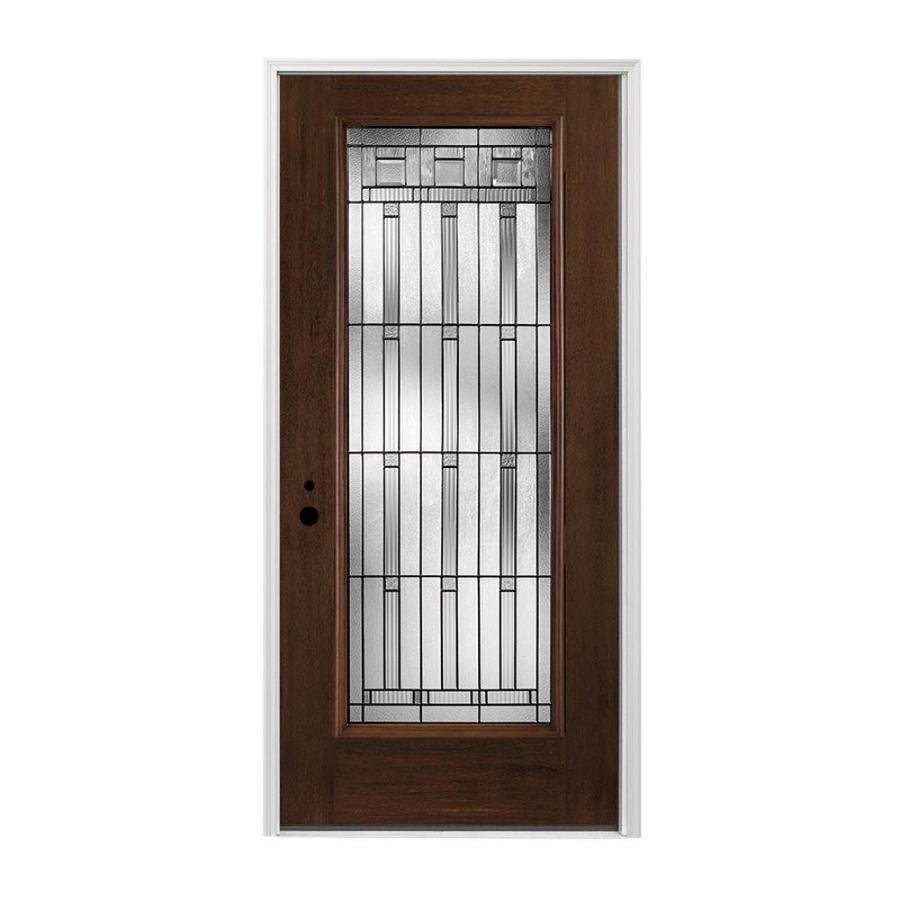 Pella Full Lite RightHand Inswing Prestained Dark Mahogany Stained