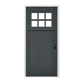Fibergl Entry Doors At Lowes Pella Craftsman Left Hand Inswing Painted Fibergl Entry Door With Insulating Core Common