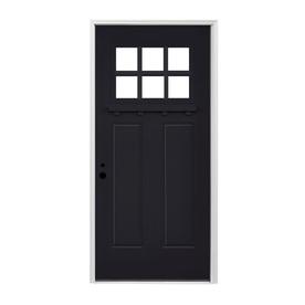 Pella Entry Doors At Lowes Pella Craftsman Right Hand Inswing Prefinished Black Exterior White Interior Painted Fibergl Entry Door With