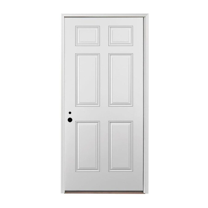 Pella RightHand Inswing Prefinished White Exterior White Interior Painted Fiberglass Prehung