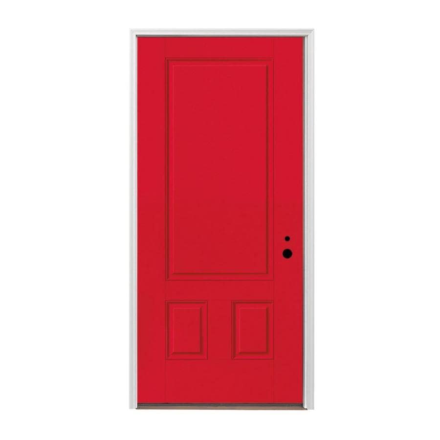 Pella Full Lite LeftHand Inswing Painted Fiberglass Entry Door with