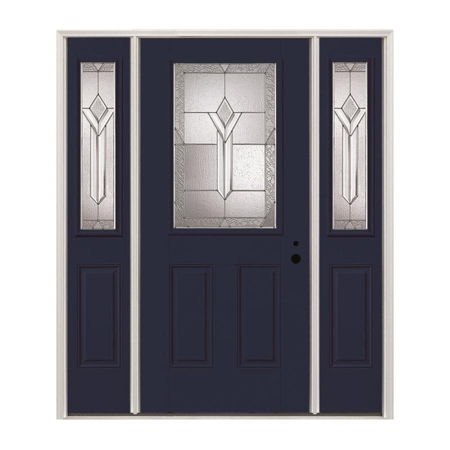 Pella Half Lite Decorative Glass LeftHand Inswing Prefinished Naval