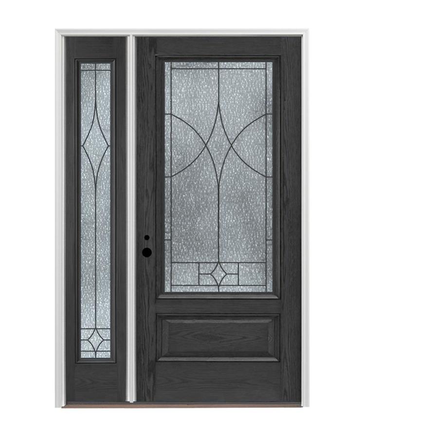 Pella 34 Lite Decorative Glass Right Hand Inswing Prestained Charcoal Exterior Charcoal 