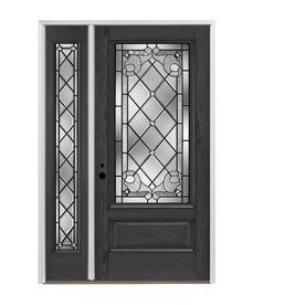 Craftsman Entry Doors At Lowes Pella 3 4 Lite Decorative Gl Right Hand Inswing Prestained Charcoal Exterior Interior