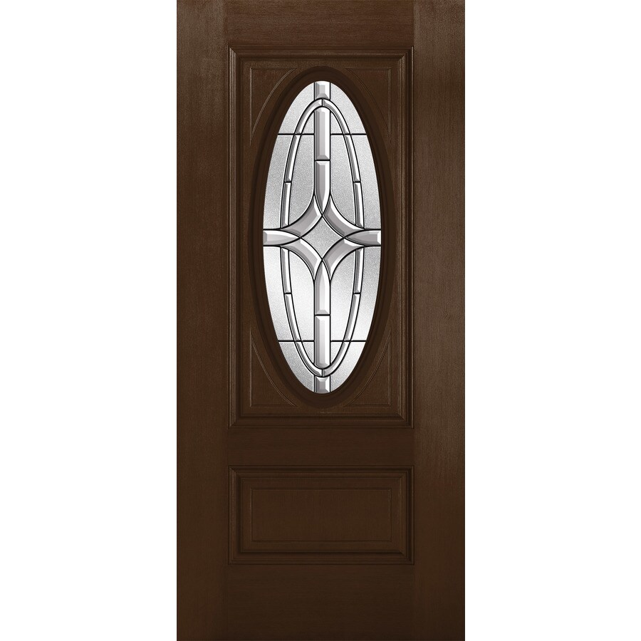 Pella 36in x 80in Fiberglass Oval Lite RightHand Inswing Dark