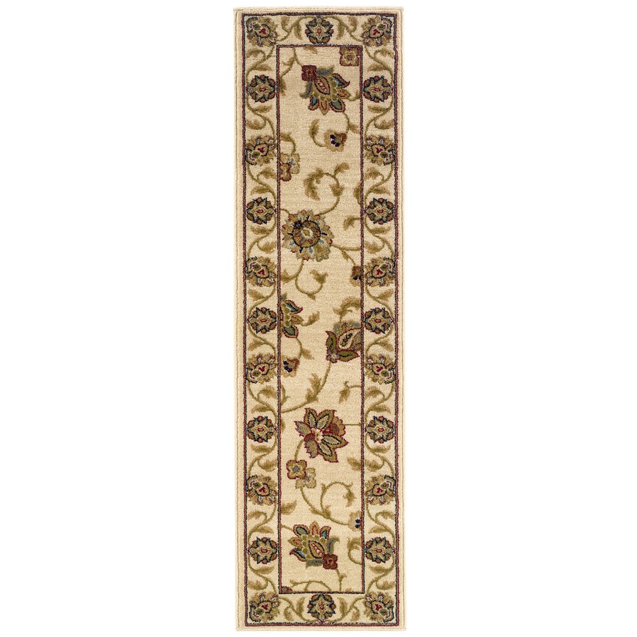 Maxy Home Rubber Backed Non Slip Rugs and Runners Boxes Floral Beige Red -  3'3 x 5' 