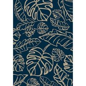 Outdoor Rugs At Lowes Allen Roth Aveton Navy Rectangular Machine Made Tropical Area Rug