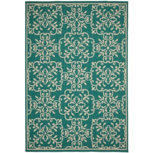 Garden Treasures Blakeslee 8 x 10 Teal Indoor/Outdoor Geometric Area ...