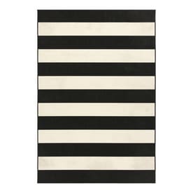 Garden Treasures CabaStripe Black Rectangular Machine-made Area Rug (Common: 5 X 7; Actual: 5-ft W x 7-ft L x dia)