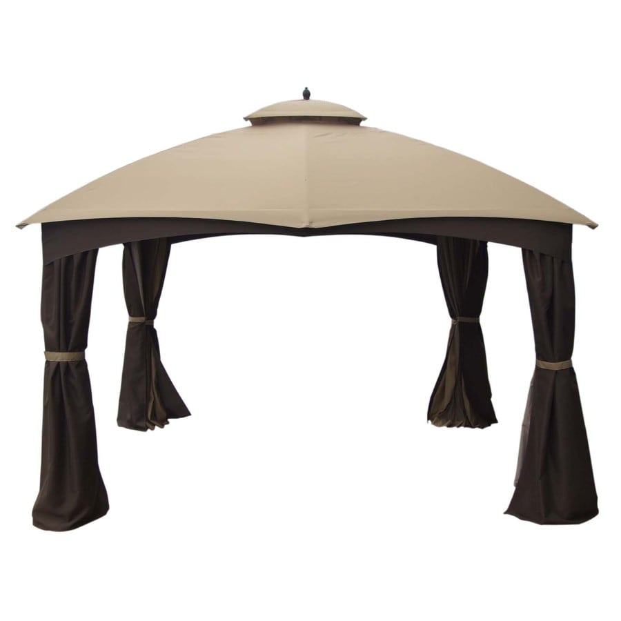 Allen Roth 10 Ft X 12 Ft X 6 8 Ft Brown Steel Gazebo In The Gazebos   749241412004 