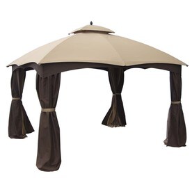 allen + roth Brown Metal Rectangle Screened Gazebo (Exterior: 12.91-ft x 10.75-ft; Foundation: 10.75-ft x 12.91-ft)