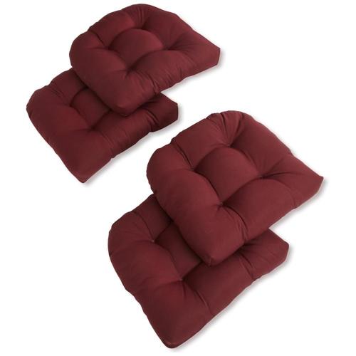 Blazing Needles 19-in U-Shaped Twill Tufted Dining Chair Cushions (Set ...