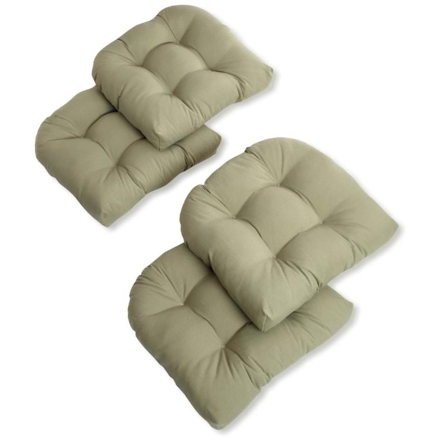 Blazing Needles 19-in U-Shaped Twill Tufted Dining Chair Cushions (Set
