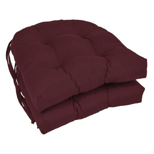 Blazing Needles 16-in Solid Twill U-shaped Tufted Chair Cushions (Set