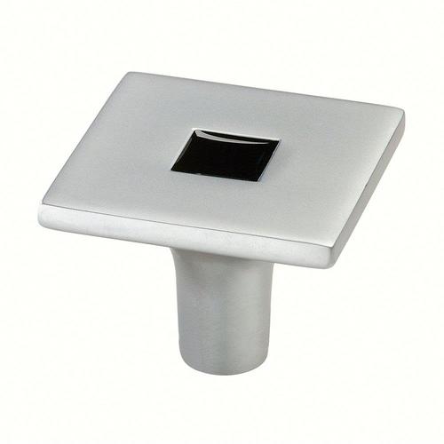 Siro Designs Rio Matte Chrome/Black Geometric Contemporary Knob